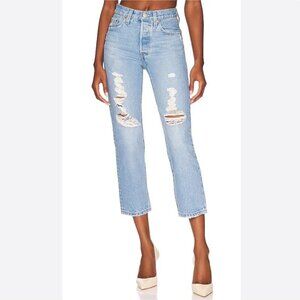 Levi's Premium 501 Crop Jeans In Ojai Ring Women's Size 27 Distressed High Rise